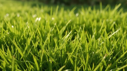 Fototapeta premium Close-up of lush green grass, showing texture and detail, grass, sunlight, pattern