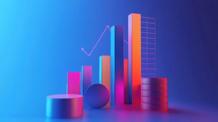 Abstract 3D colorful graph showing growth.