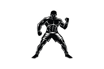 Silhouette Boxer Illustration - Bold and Dynamic Fighter Pose for Martial Arts and Sports Graphics