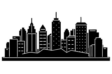 Obraz premium A city skyline at night, flat and modern design Vector silhouette on white background