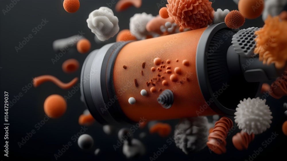 Poster intricate mechanical design of a vibrating speaker membrane producing dynamic sound waves