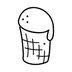 Ice cream in waffles cups in black outline. Clip art for your projects.