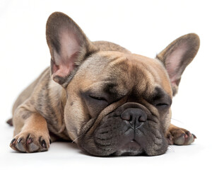 Fototapeta premium French Bulldog, It's getting sleepy. isolated on a white background