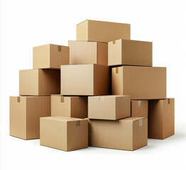 Stacked cardboard boxes arranged neatly in a modern space for storage and organization