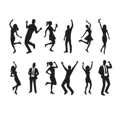 human party dancing silhouette vector