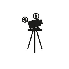 The icon of the movie projector. A simple flat vector illustration on a white background