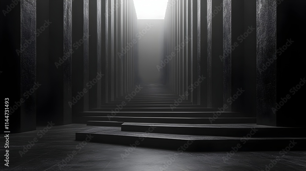 Poster monochromatic digital landscape with subtle gradients minimalist geometric forms and a sense of unde