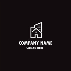 Black Gold Real Estate Logo. Construction Architecture Building Logo Design Template Element