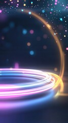 Obraz premium Vibrant neon light trails on dark background for party design