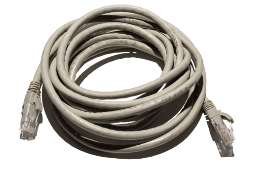 Bunch of Utp cable isolated on white. patch cord with ethernet connector