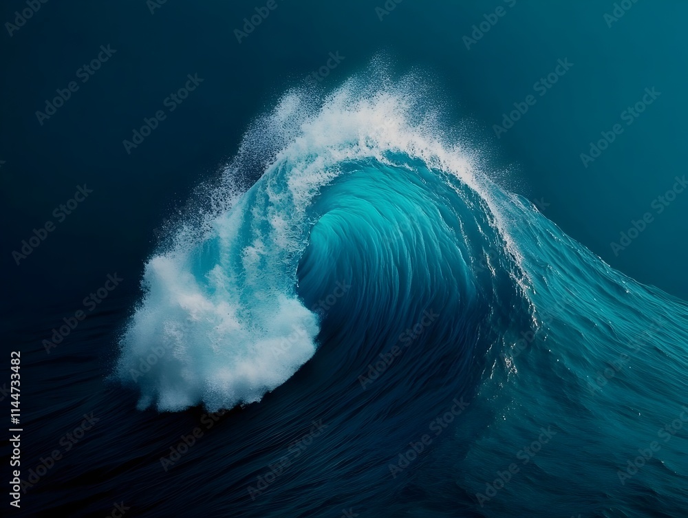 Poster mesmerizing ocean waves with deep blue swells rhythmic patterns and dynamic foaming crests displayin