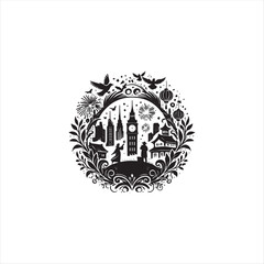 new year Black Silhouette Vector