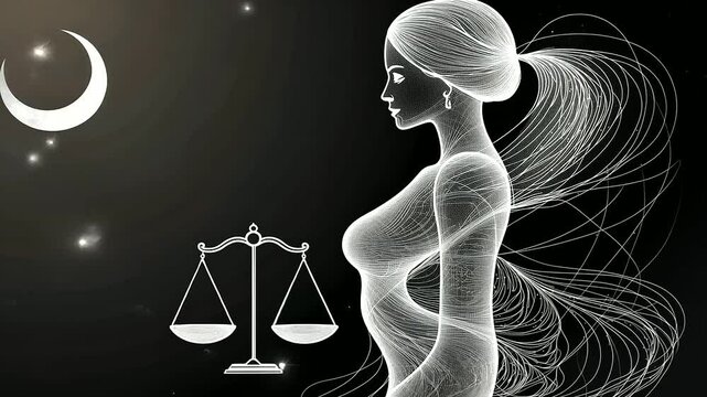 Elegant Minimalist Libra Woman with Celestial Elements