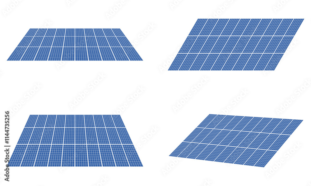 Wall mural group of solar panels 3 x 10 block for roof. vector illustration isolated on white background.