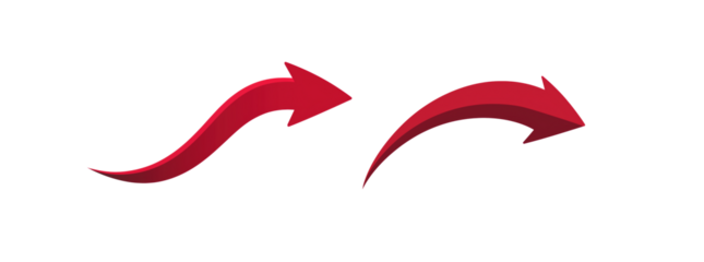 Dynamic Red Arrows Representing Movement and Direction for Graphic Designs and Presentations
