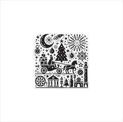 new year Black Silhouette Vector