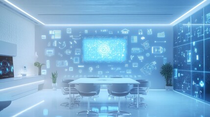 3D Rendering of Smart Home Interior with Interactive Features