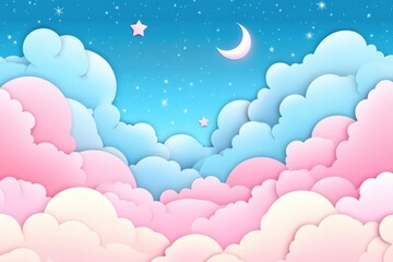 Dreamy Pastel Cloud Star Moon