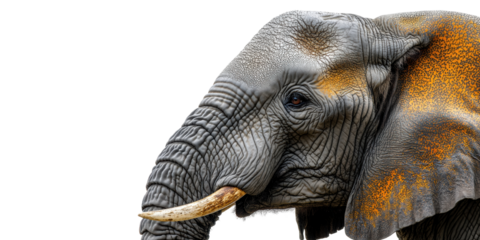 African elephant head isolated on transparent background