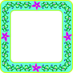 Blue rectangular frame decorated with a floral pattern