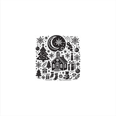 Happy new year silhouette vector