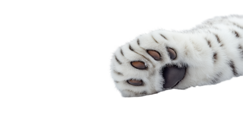 White tiger paw with claws isolated on transparent background