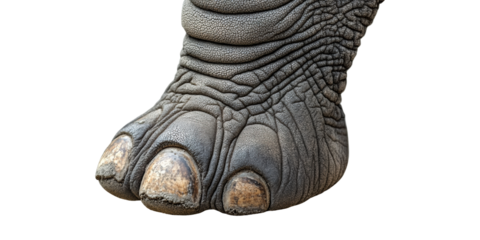 Close-up of elephant foot isolated on transparent background