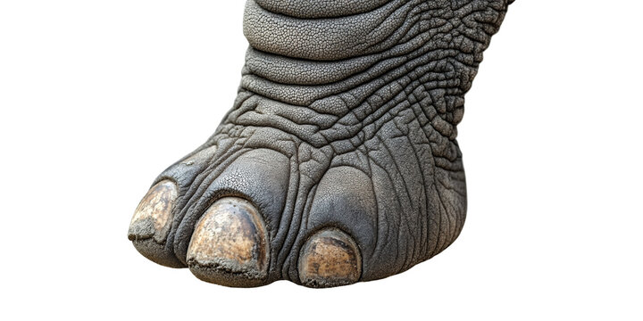 Close-up of elephant foot isolated on transparent background