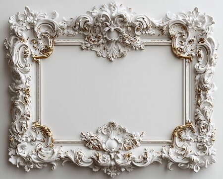 Minimalist Whiteboard with Delicate Gold Accented Baroque Frame for Customization