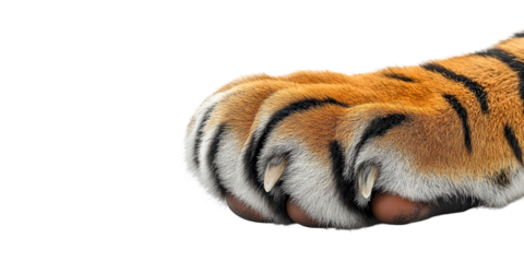 Tiger paw with sharp claws isolated on transparent background