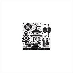 Happy new year silhouette vector