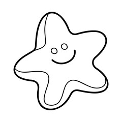 Sandbox mold in the shape of a starfish in black outline. Clip art for your projects.