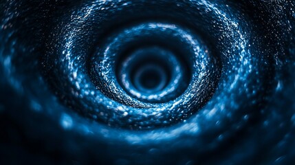 Abstract swirling blue vortex, cosmic tunnel.