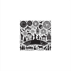 Happy new year silhouette vector