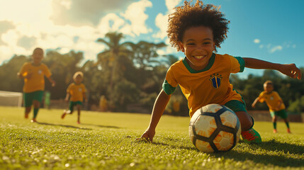 children playing soccer