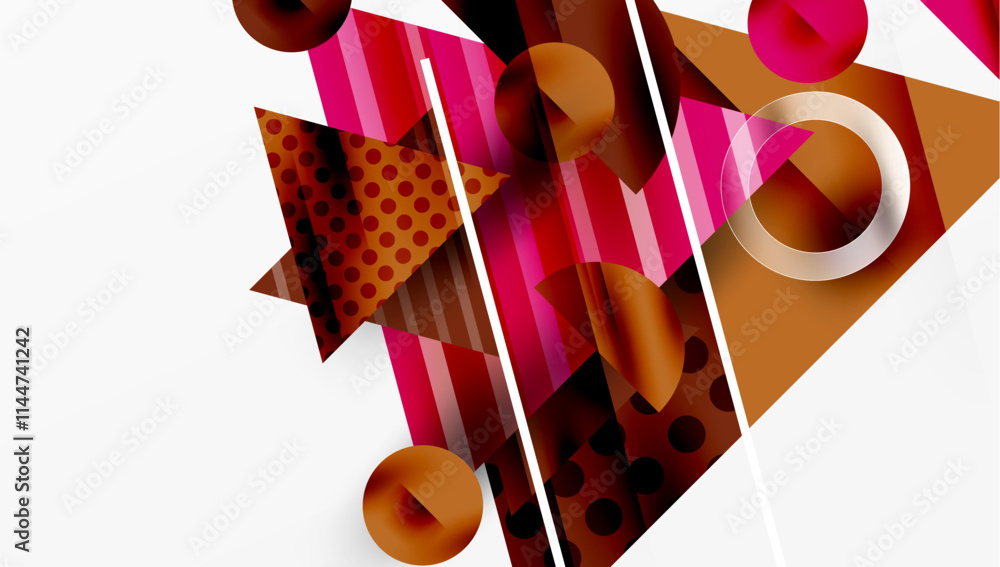 Poster Sleek abstract background - layered triangles with vibrant gradient tones. Semi-transparent shapes add depth and contemporary aesthetic