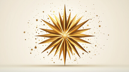 Obraz premium A golden starburst design on a simple white background.