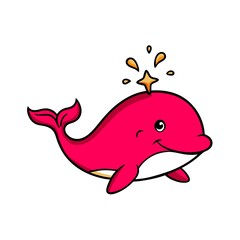 A cute whale outline with a single star-shaped splash above its blowhole.
