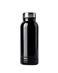 Sleek and Stylish Black Water Bottle: A minimalist design with a stainless steel lid. Perfect for staying hydrated on the go.  