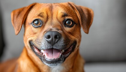 Happy Brown Dog Close-Up Portrait