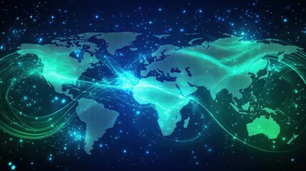 Fototapeta premium Abstract Financial Map with Office Building Background