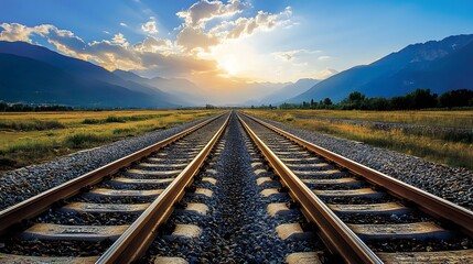 A perspective shot of two train tracks