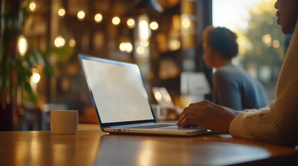 Working individuals focused on laptops in a cozy cafe during daytime