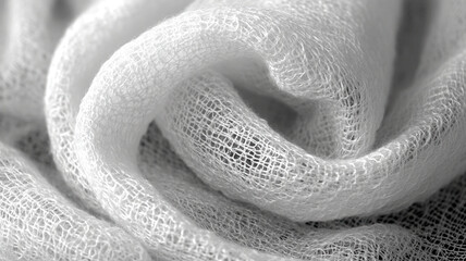 Fototapeta premium Close up of white fabric showcasing intricate texture and softness, ideal for various textile applications. delicate weave adds elegance and versatility to design projects