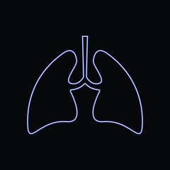 Lungs icon logo blue line art .