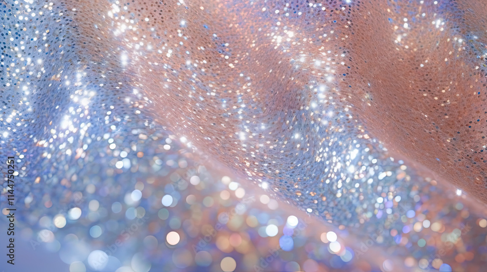 Poster abstract shiny background with holographic glitter. scattered confetti sparkles with violet and yell