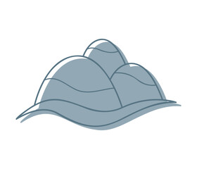 Hand drawn three mountains color. Clip art for your projects.