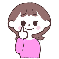 目を指さす女性正面イラスト