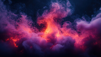 Colorful smoke swirls gracefully against dark background, creating mesmerizing and dynamic visual effect. vibrant hues of pink, purple, and orange blend beautifully, evoking sense of mystery and