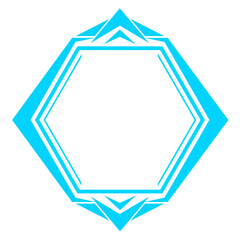 blue line hexagon frame with arrow design